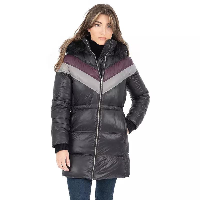 Womens Fleet Street Faux Fur Trimmed Hood Puffer Coat Product Image