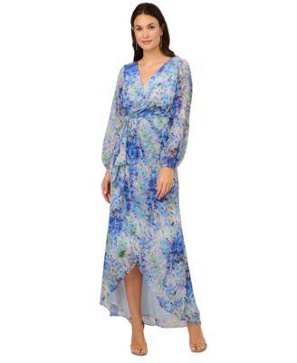 Adrianna Papell Womens Abstract Floral Chiffon Gown Product Image