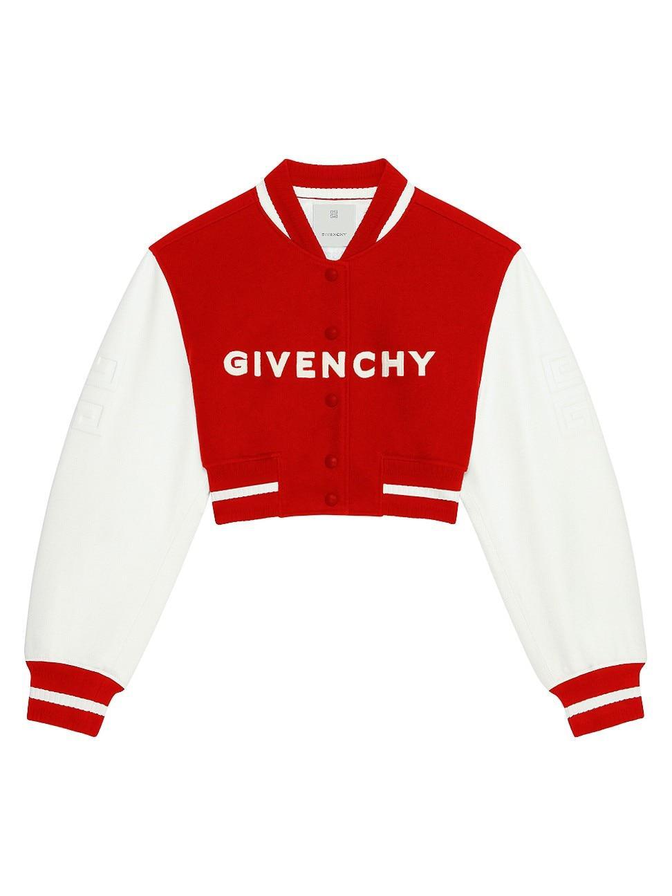 Cropped Varsity Jacket with Logo Detail Product Image