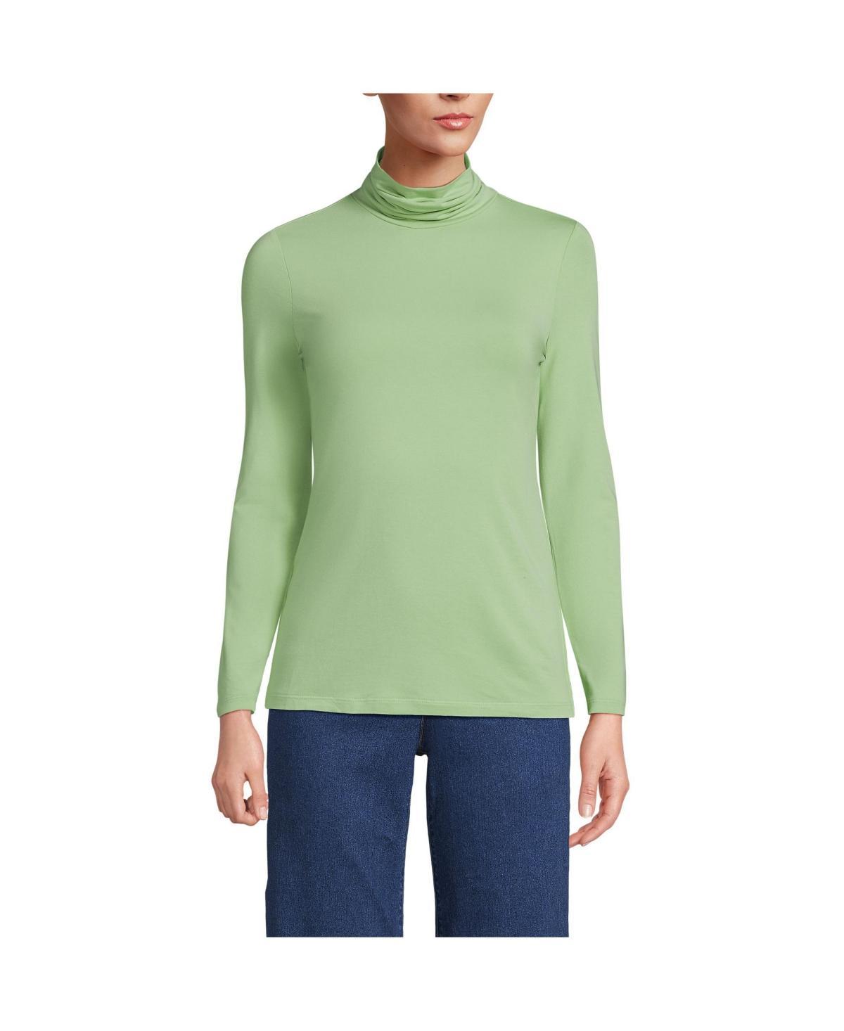 Petite Lands' End Lightweight Fitted Long Sleeve Turtleneck, Women's, Size: XS Petite, Soft Green Product Image