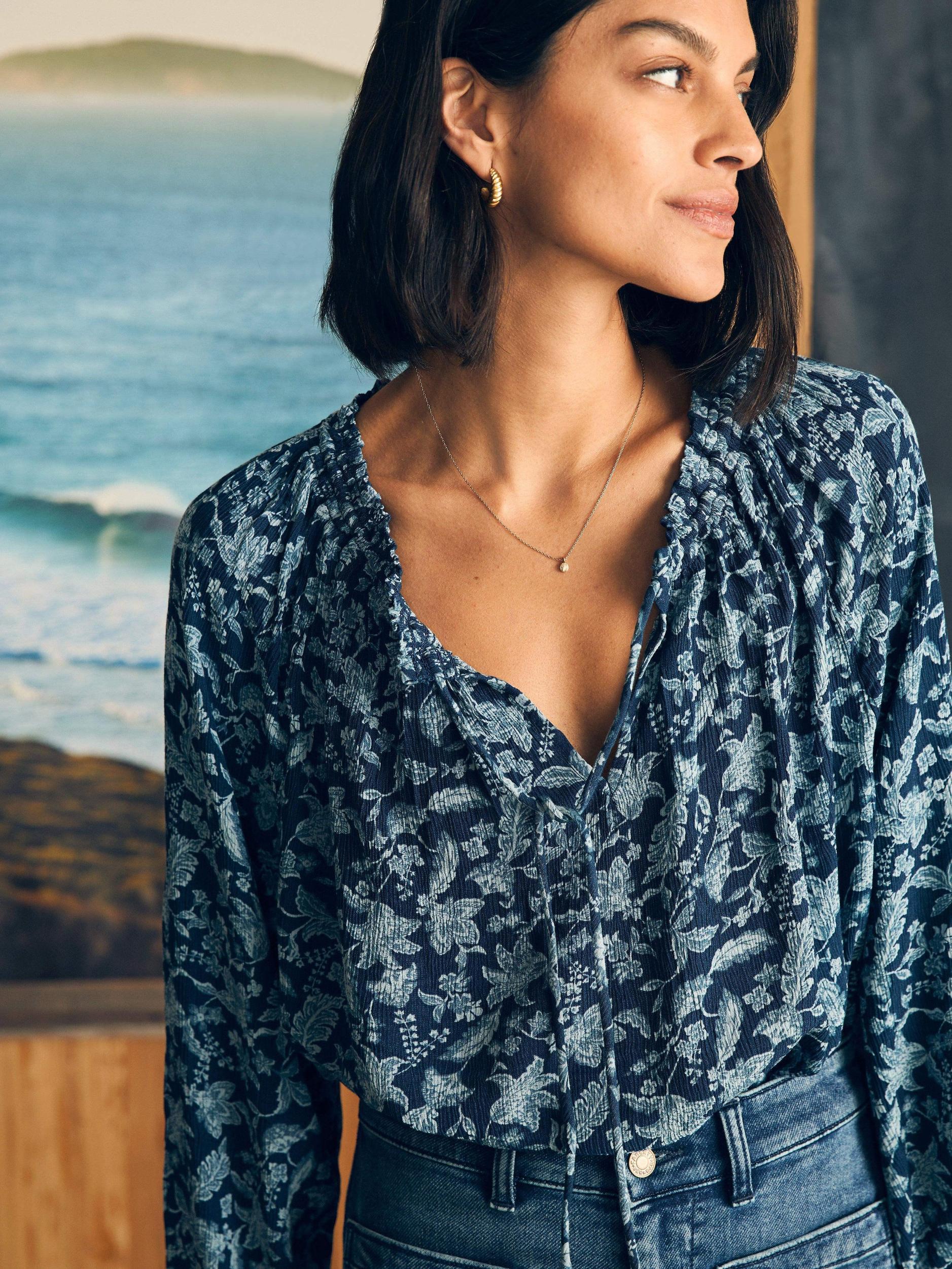 Emery Top - Blue Esna Floral Female Product Image
