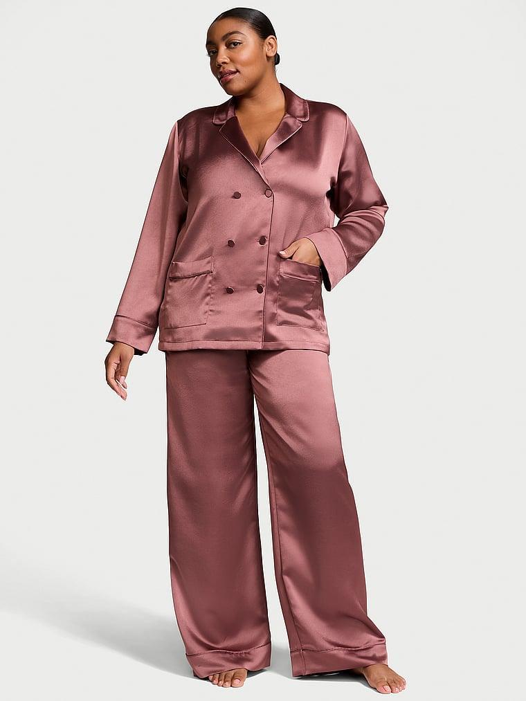 Luxe Satin Double -Breasted Long Pajama Set Product Image