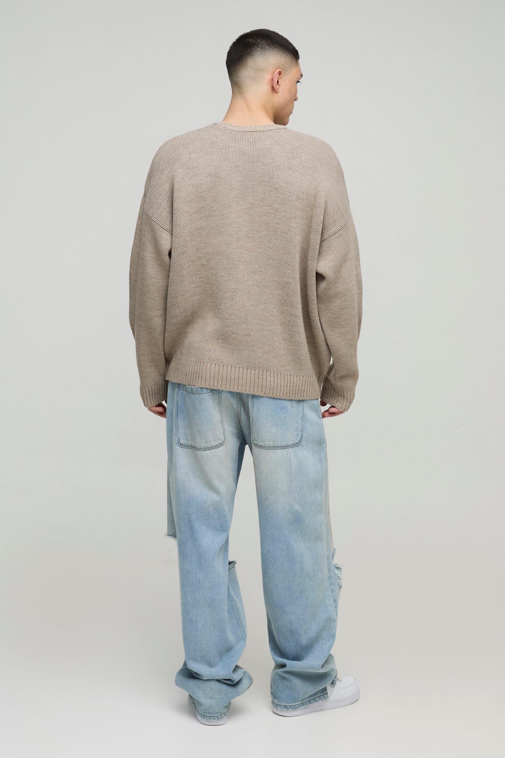 Oversized Teddy Graphic Knitted Sweater | boohooMAN USA Product Image