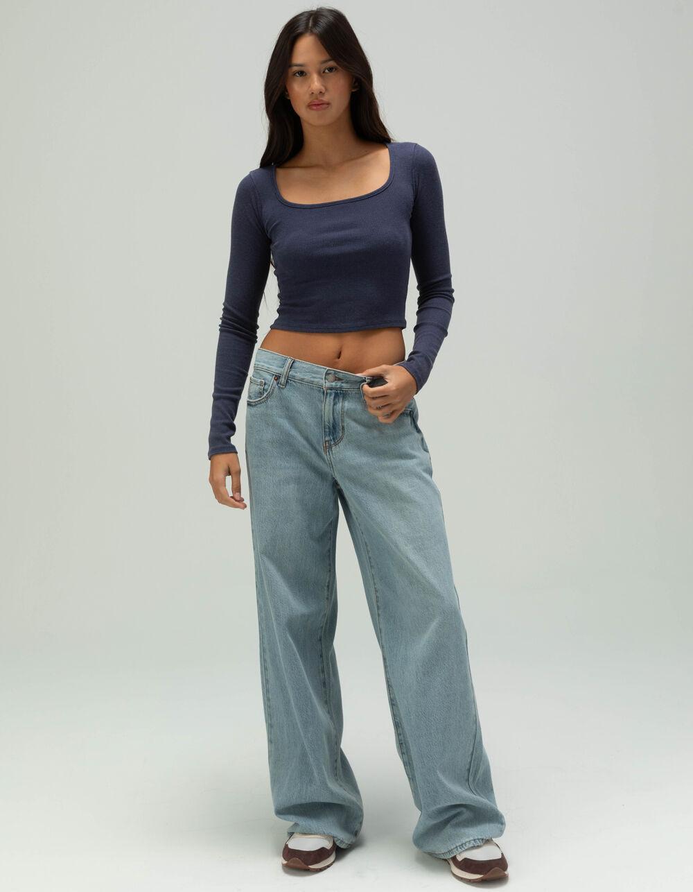 TILLYS Square Neck Womens Long Sleeve Tee - HEATHER GRAY Product Image