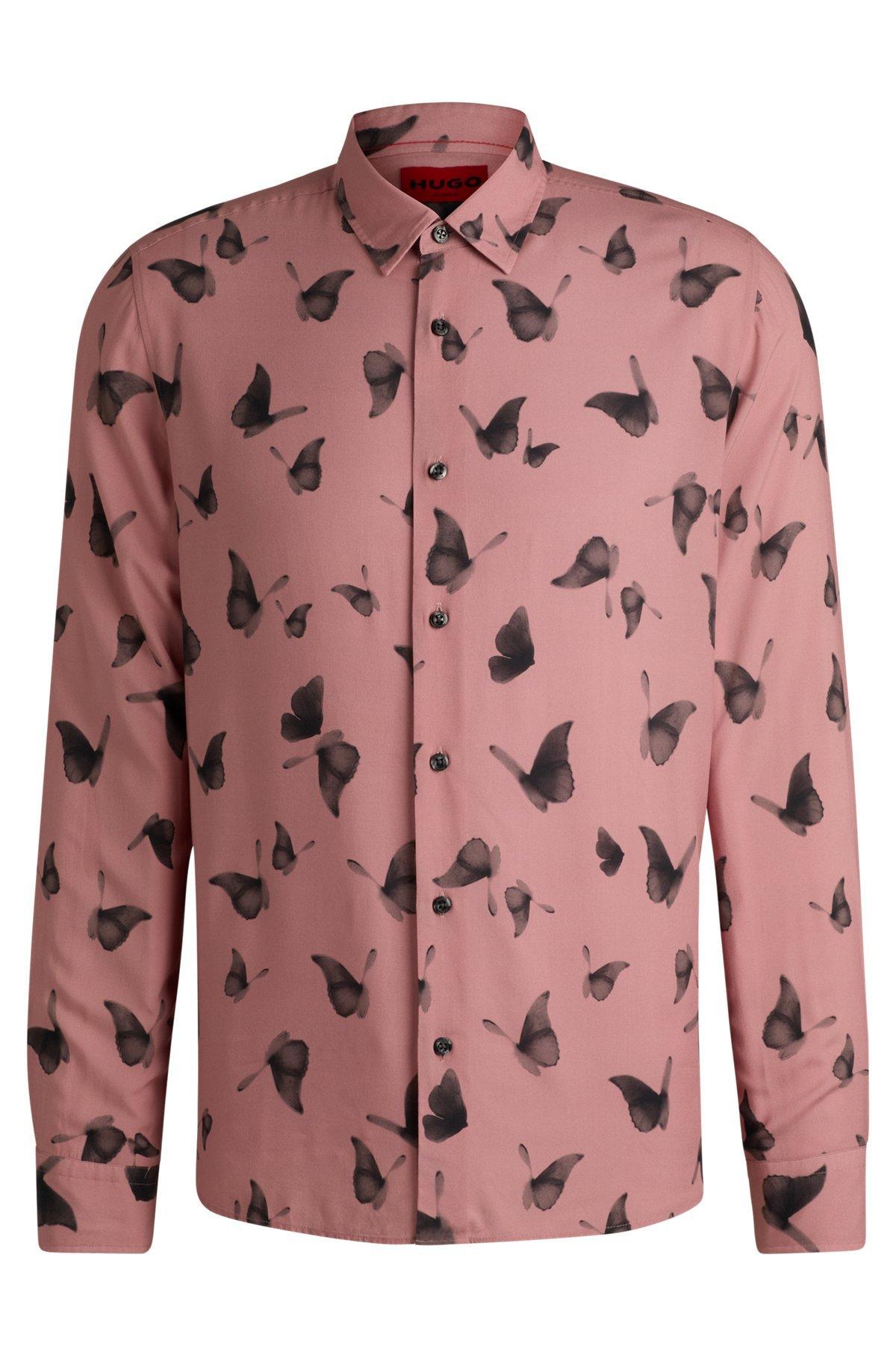Relaxed-fit shirt in seasonal-print poplin Product Image