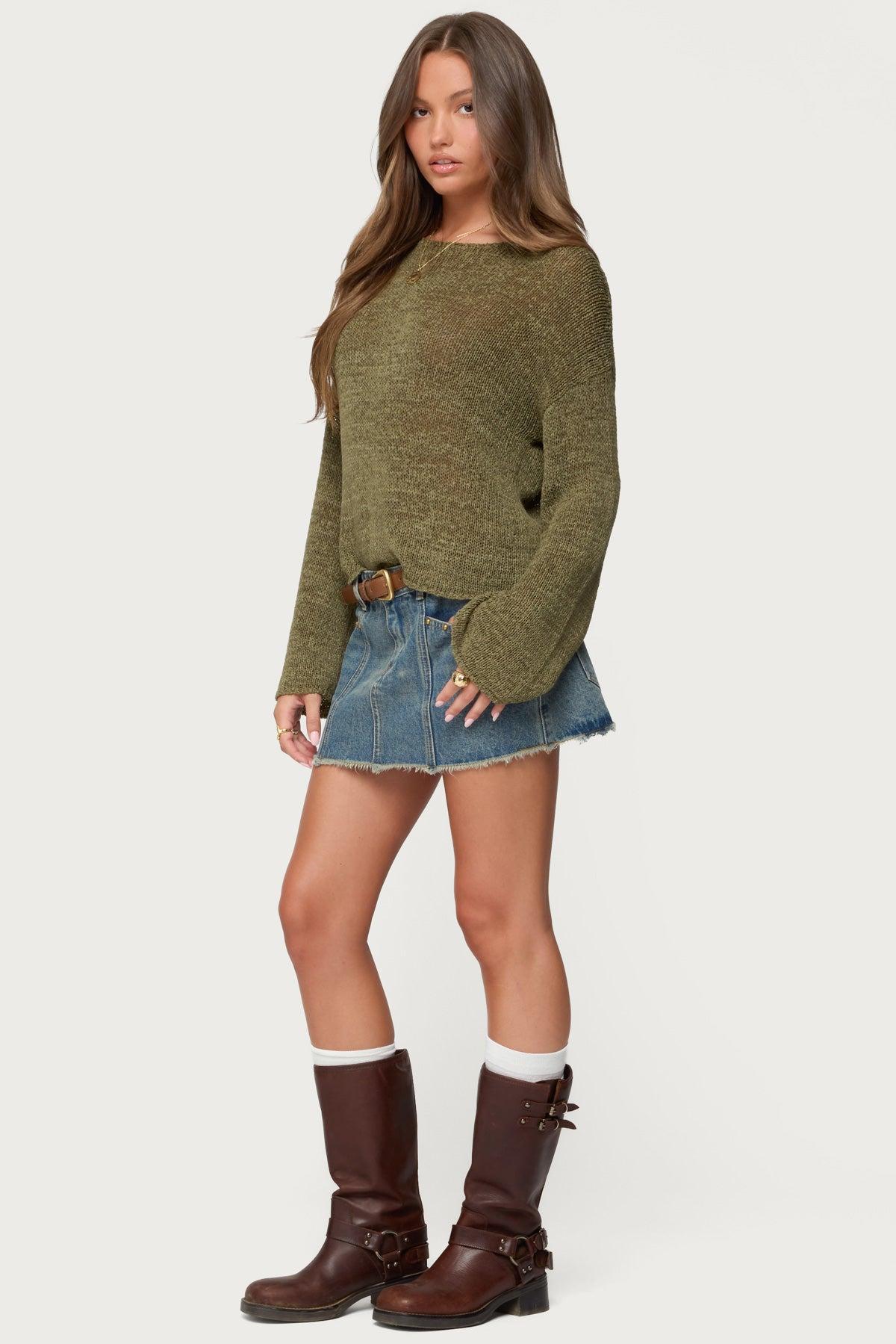 Drop Shoulder Light Knit Sweater Product Image