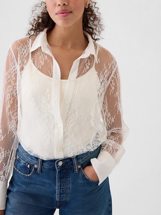 Sheer Lace Classic Shirt Product Image
