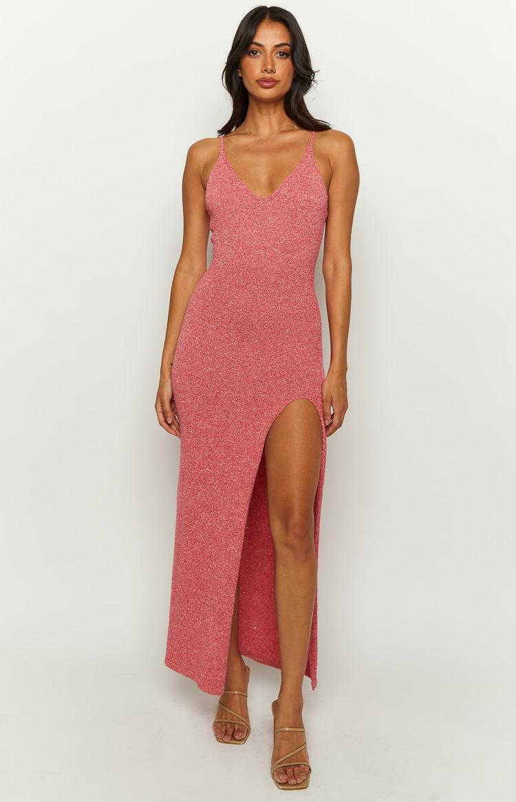 Airdrie Pink Knit Maxi Dress Product Image