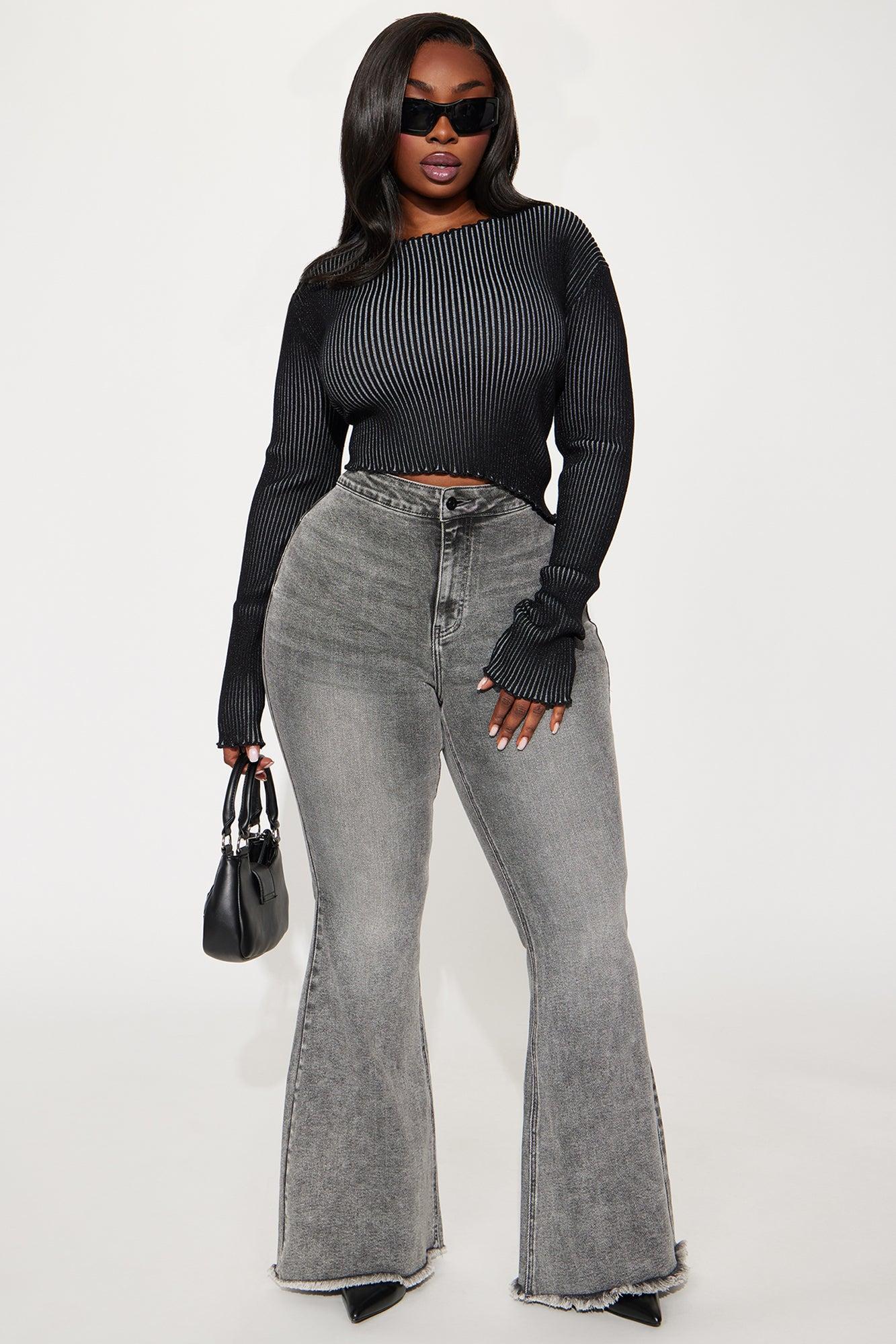 Switched Up Washed Sweater - Black Product Image