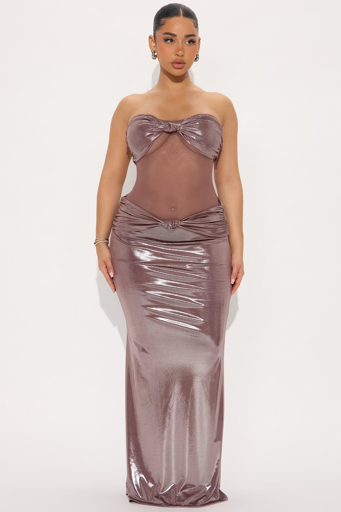 Trixie Metallic Maxi Dress - Brown Product Image