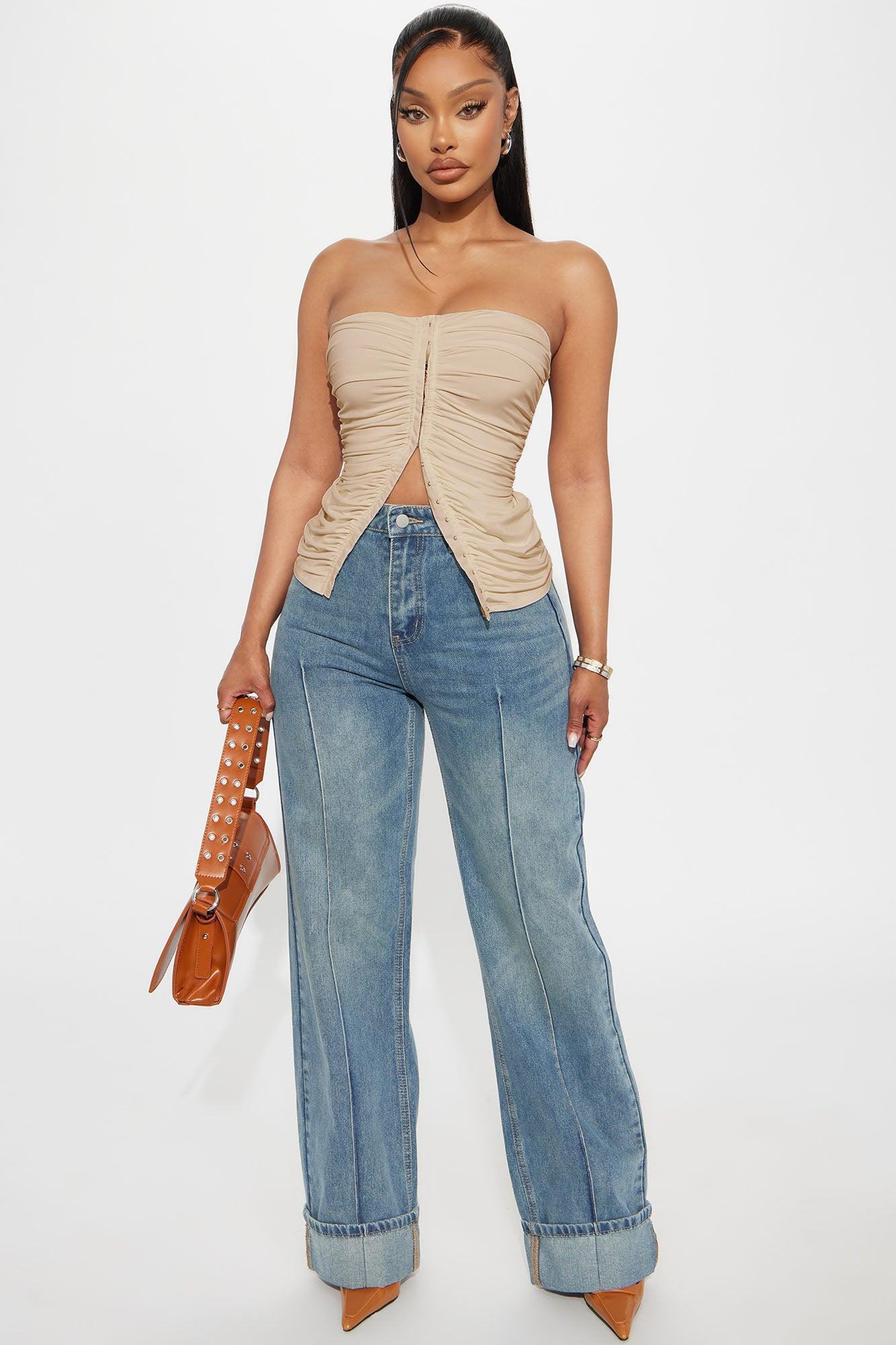 Run It Up Ruched Tube Top - Khaki Product Image
