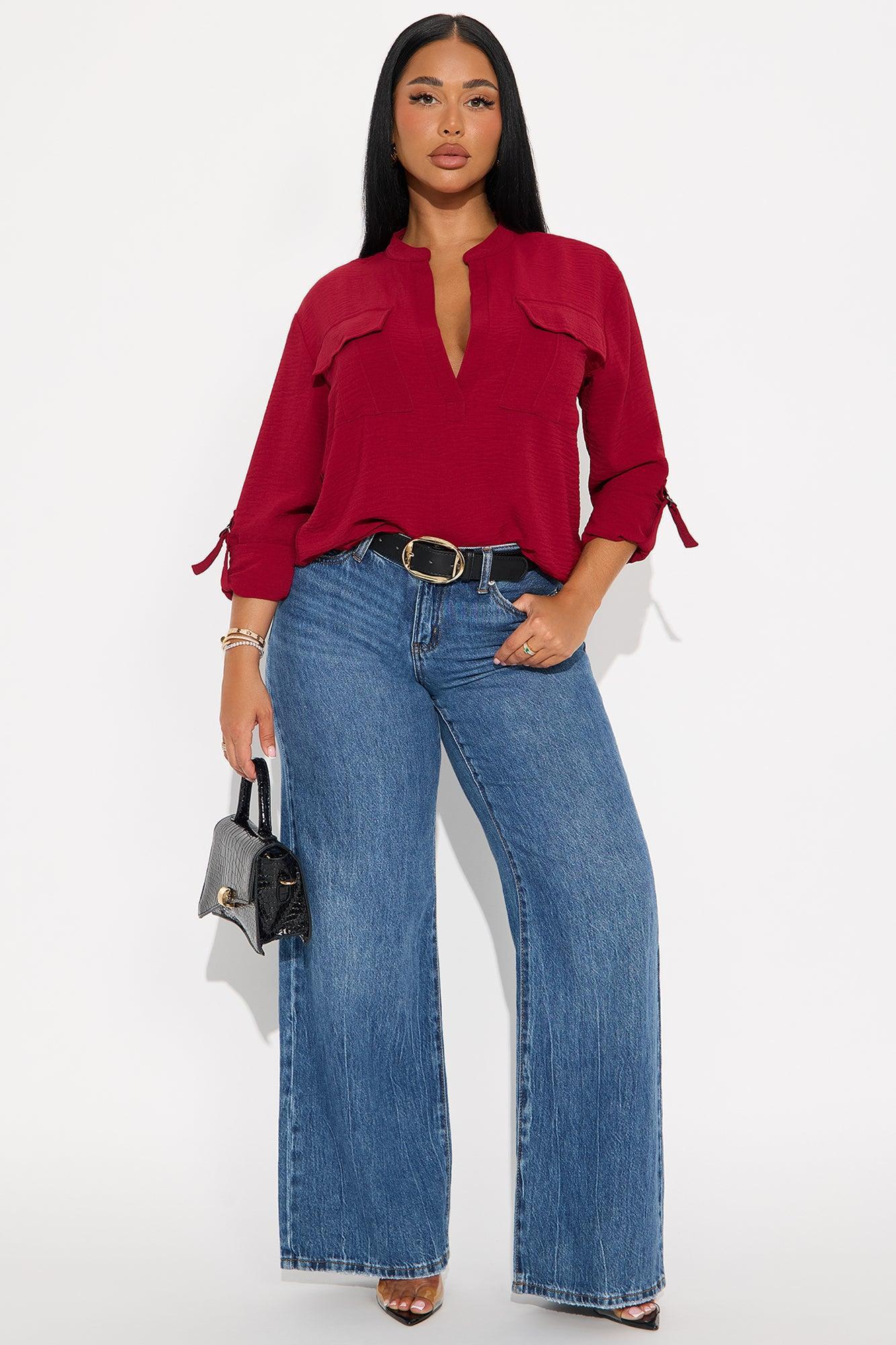 Solange Blouse Top - Burgundy Product Image
