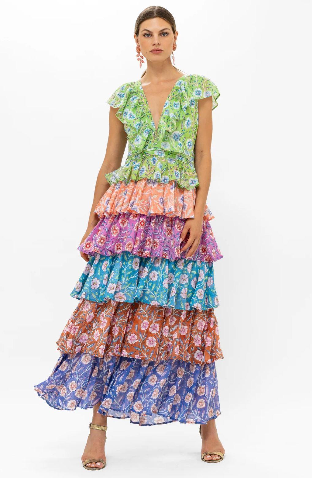 Oliphant Yoke Ruffle Maxi Dress Product Image