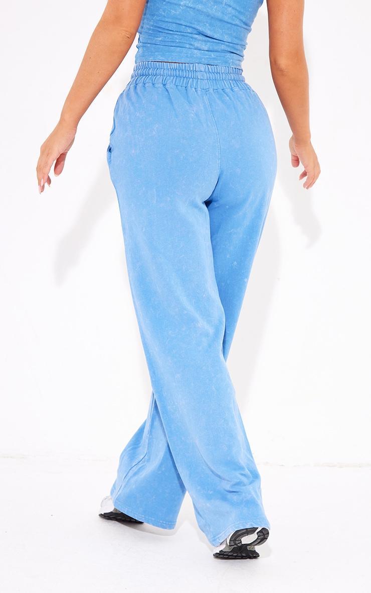  Blue Washed Low Rise Oversized Wide Leg Sweatpants Product Image