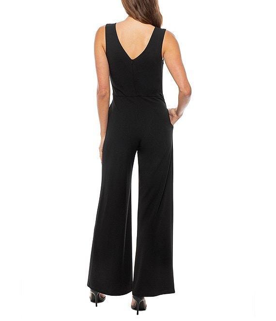 Marina Wide Leg Belted Scuba Crepe Jumpsuit Product Image