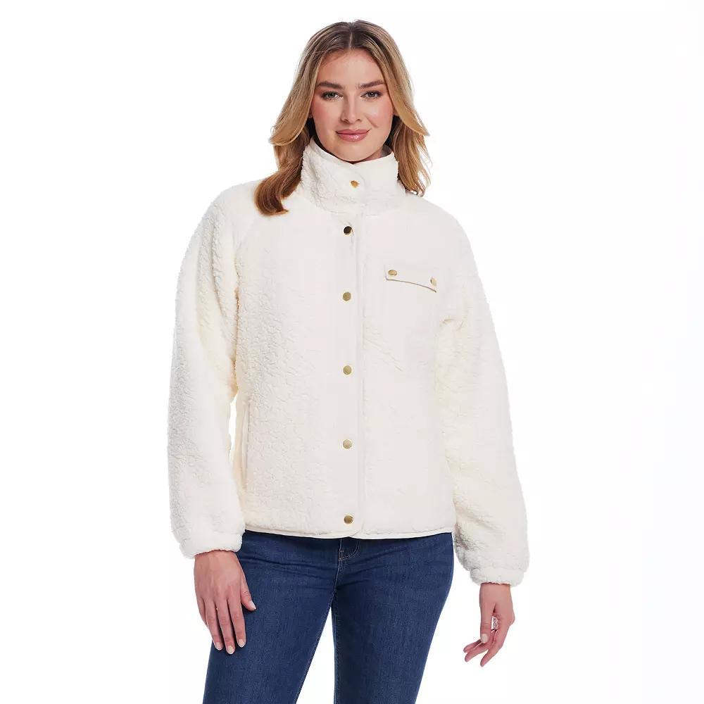 Women's Weathercast Snap Front Bonded Sherpa Fleece Jacket, Size: XL, Ivory Product Image