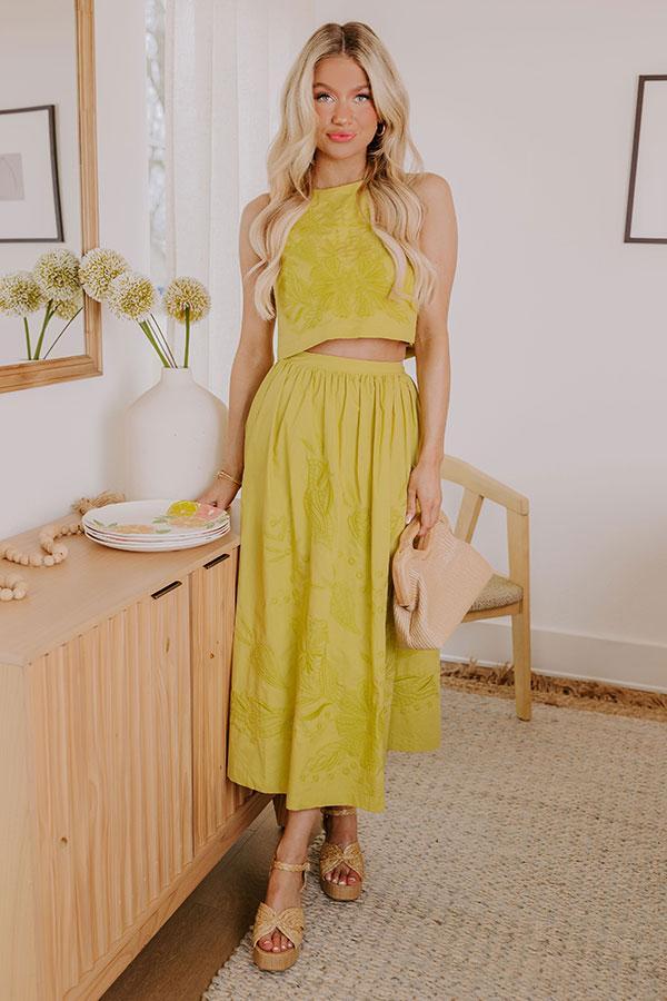 Vacay Bound Embroidered Top in Lime Punch Product Image