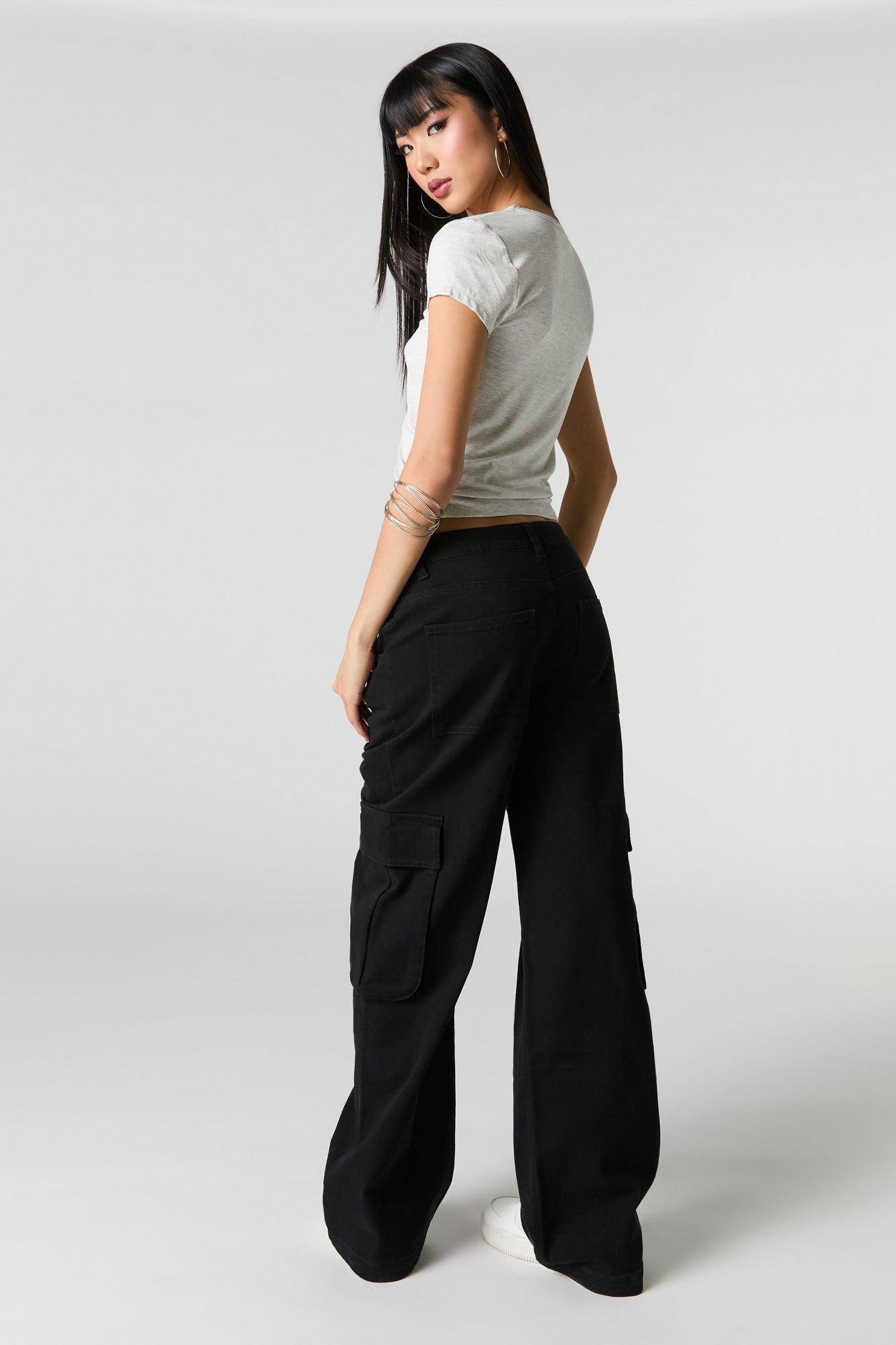 Stretch Denim Low Rise Baggy Cargo Jean Female Product Image
