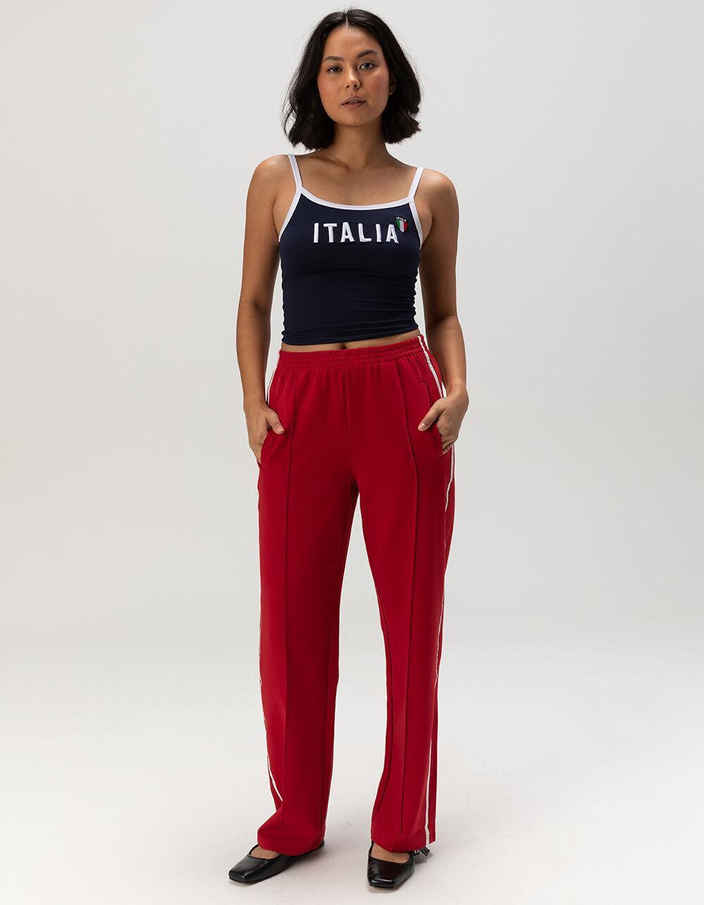 RSQ Womens Low Rise Baggy Track Pants - RED Product Image