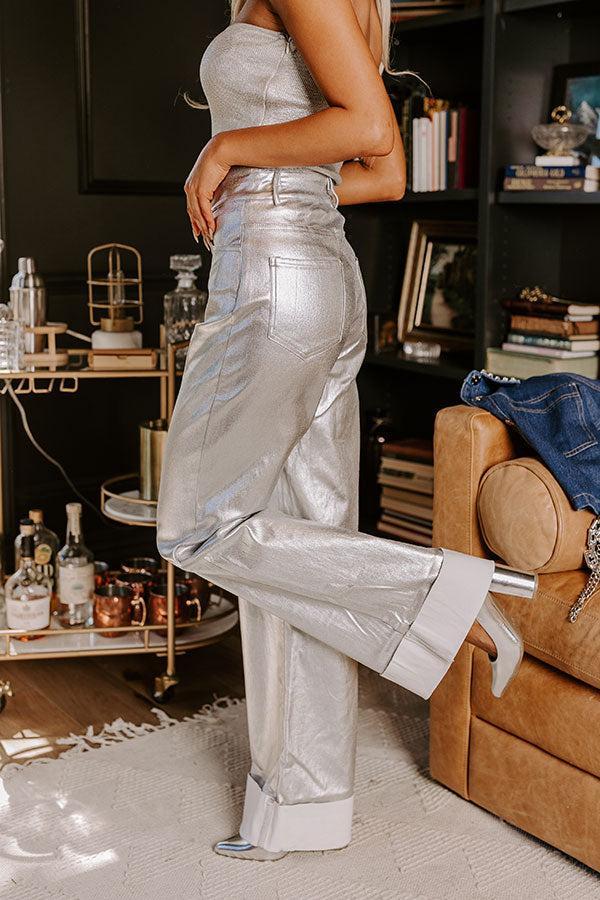 The Carter High Waist Wide Leg Pants in Silver Product Image