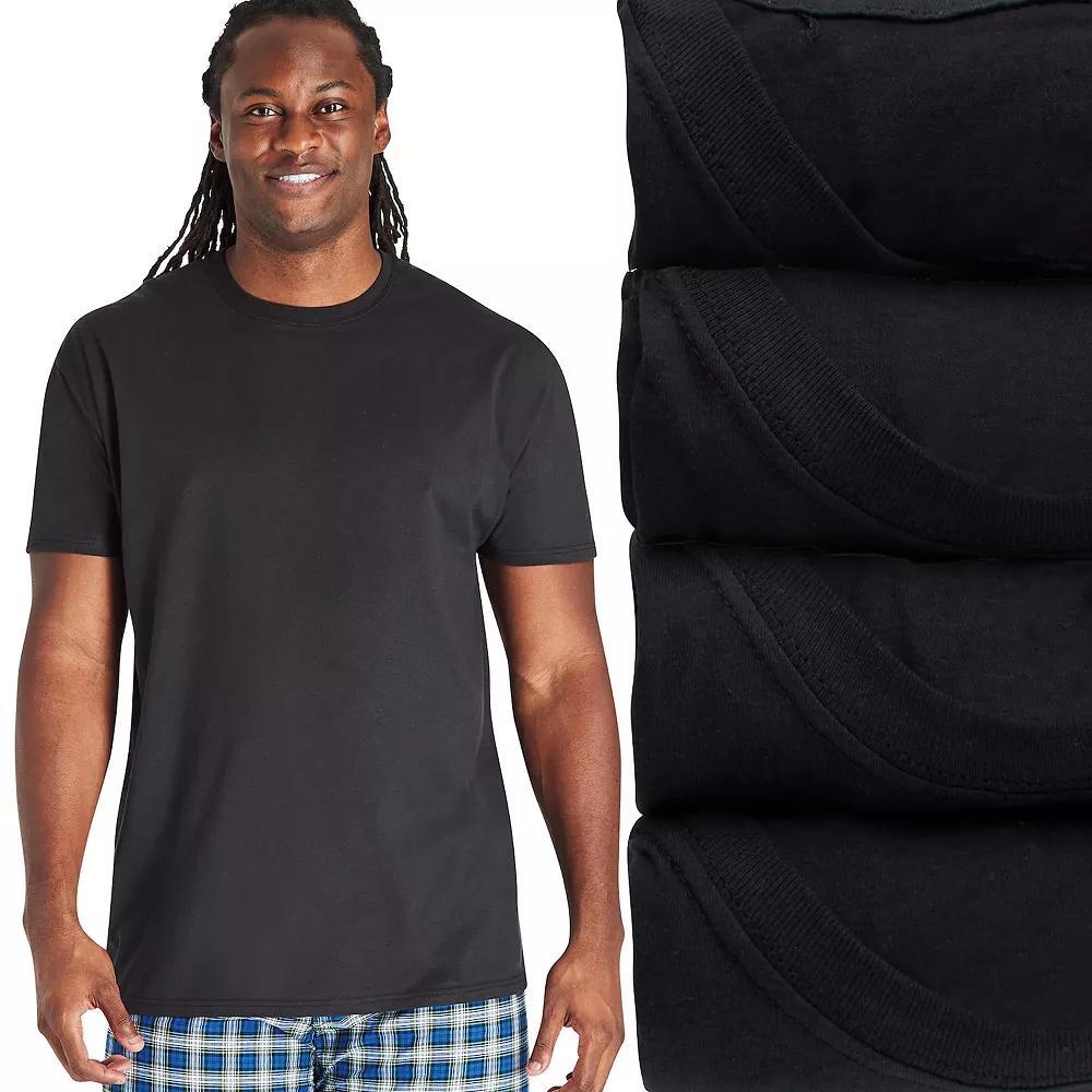 Big & Tall Hanes Ultimate 4-Pack Men's Crewneck Undershirt, Size: XL Tall, Black Product Image