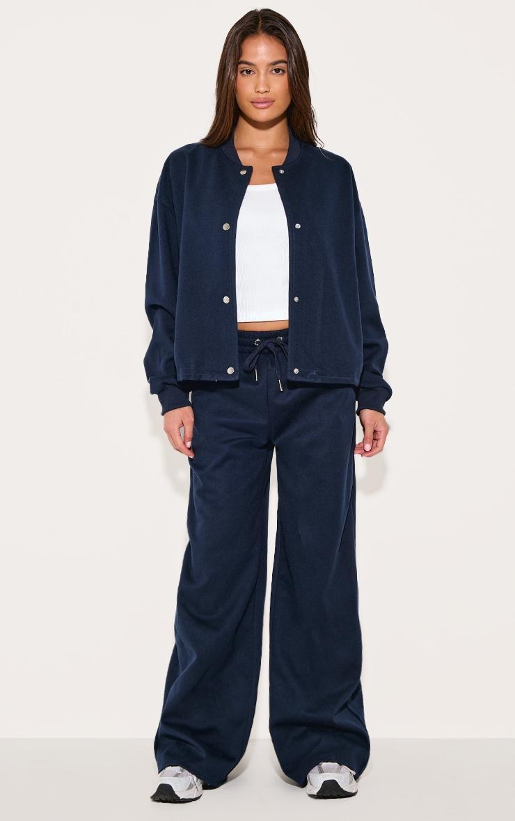Navy Heavy Brushed Bomber Jacket Product Image
