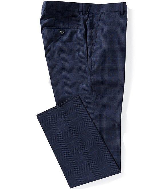 Perry Ellis Slim Stretch Plaid Dress Pants Product Image