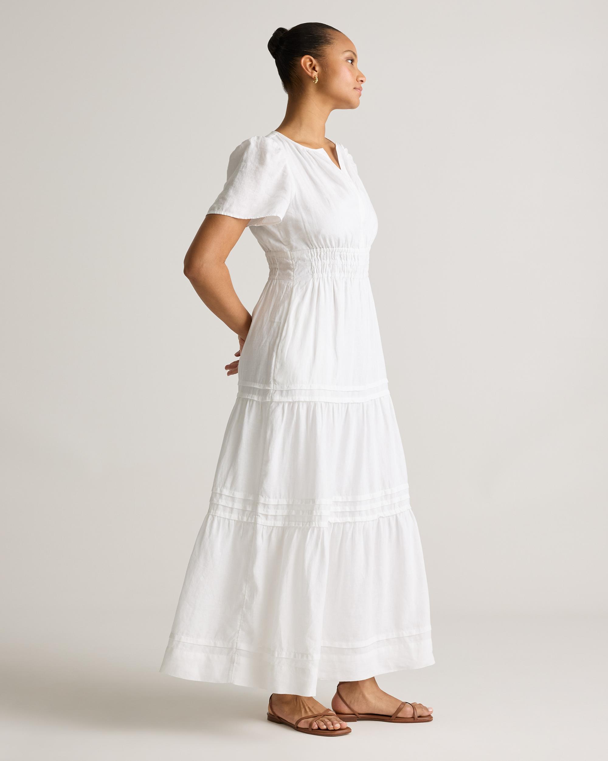Quince | Women's 100% European Linen Tiered Maxi Dress Product Image
