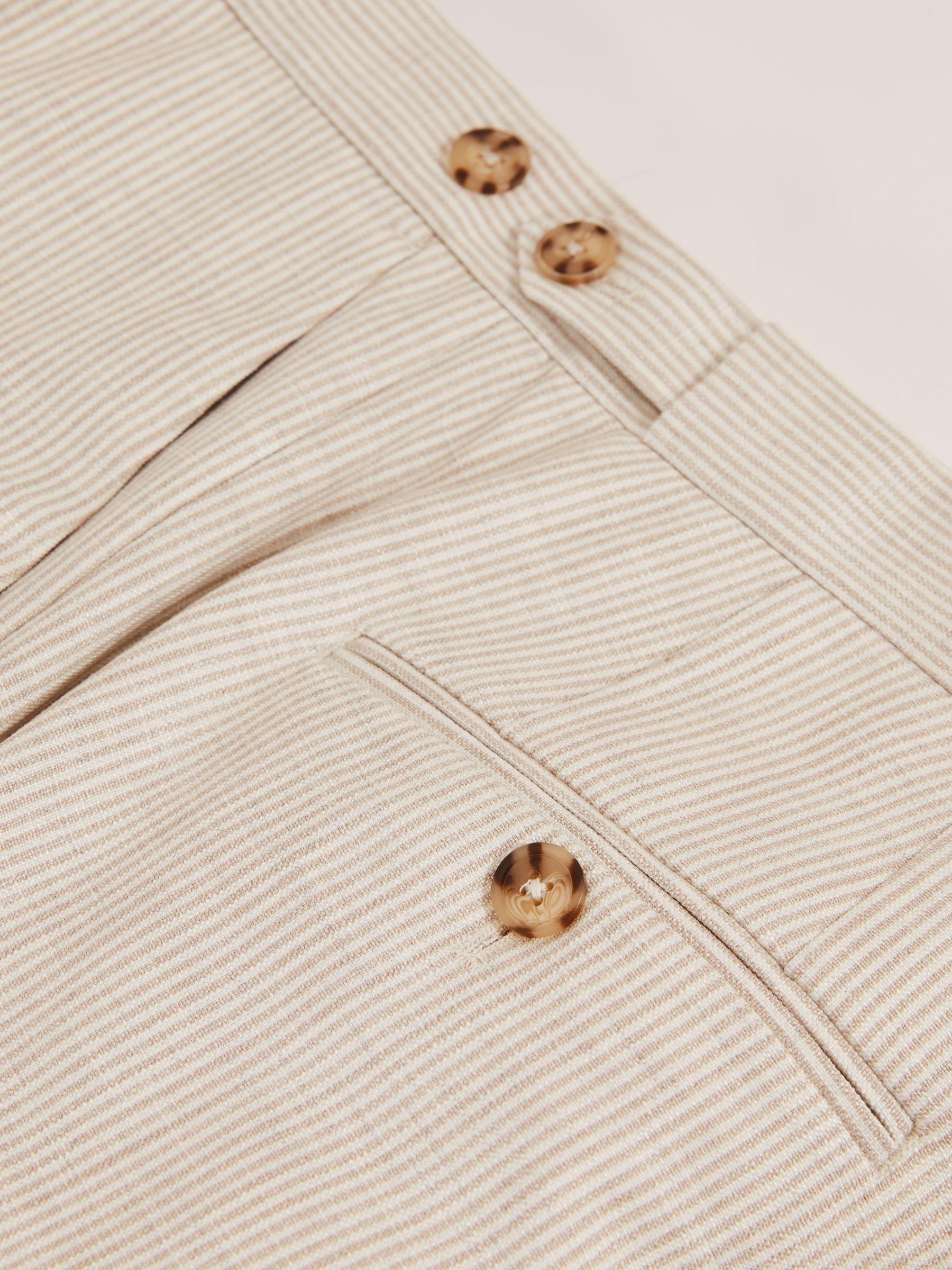 Slim-Fit Pinstripe Suit Trousers in Oatmeal/White Product Image