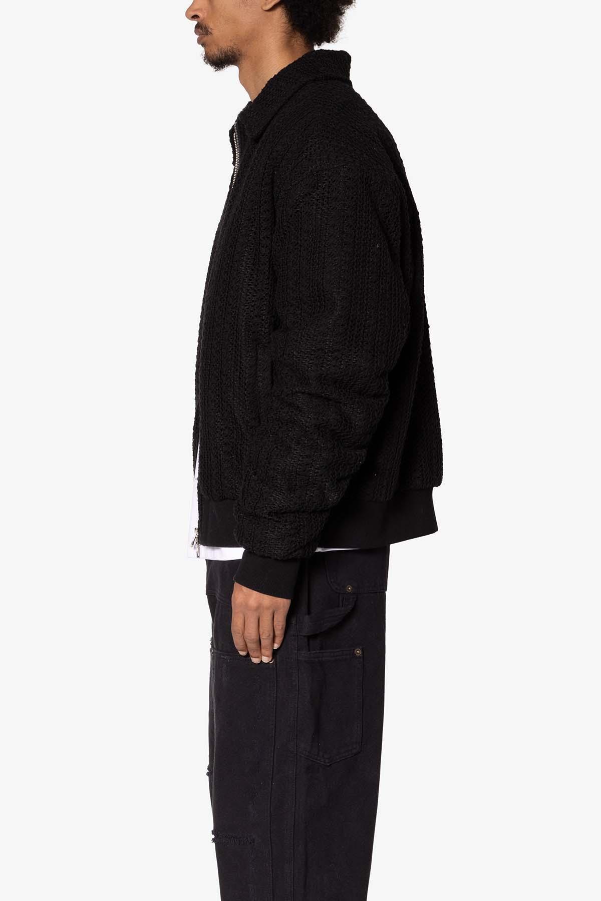 Crochet Bomber Jacket - Black Product Image