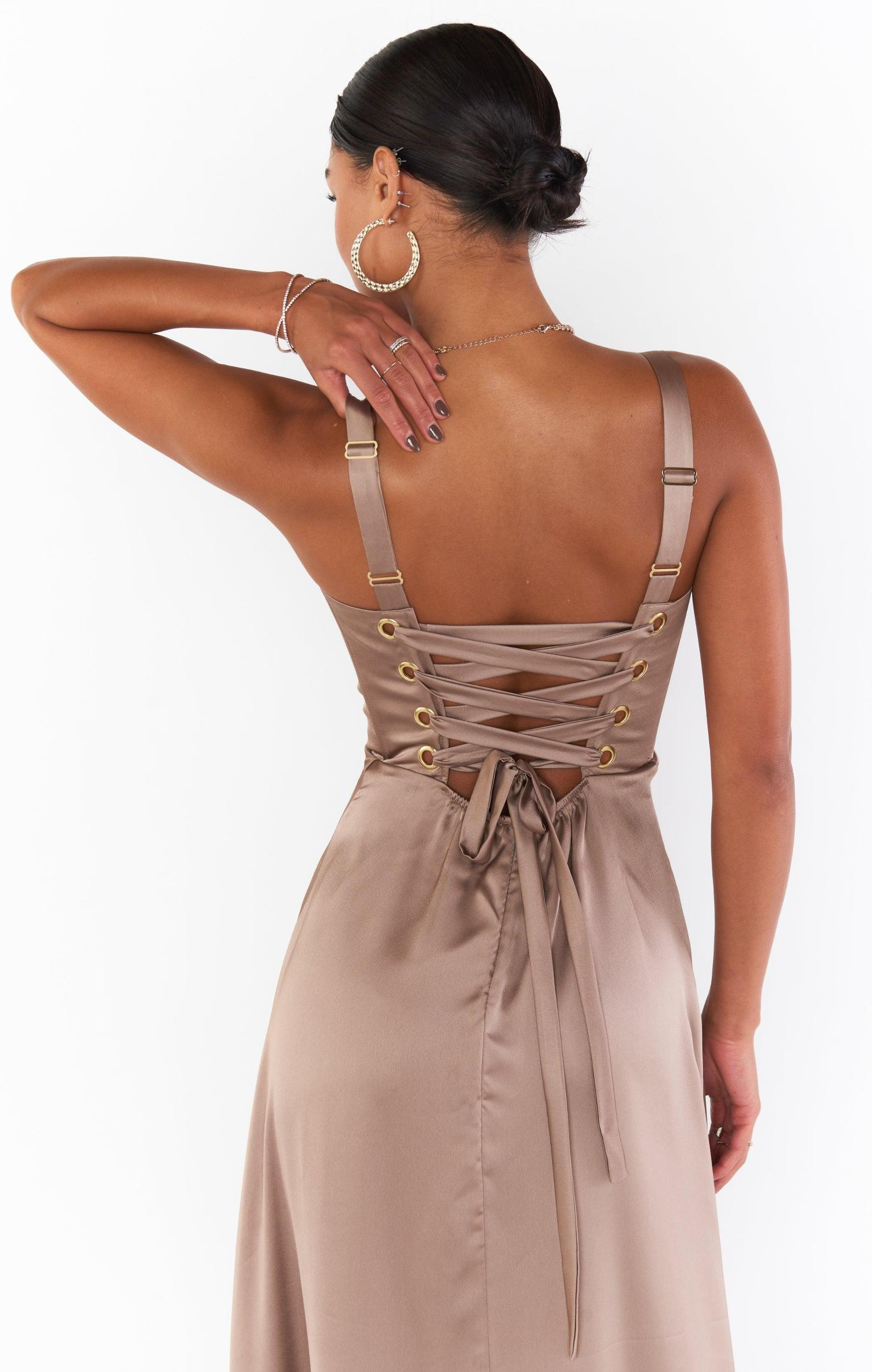 Clarissa Corset Dress ~ Dune Luxe Satin Product Image