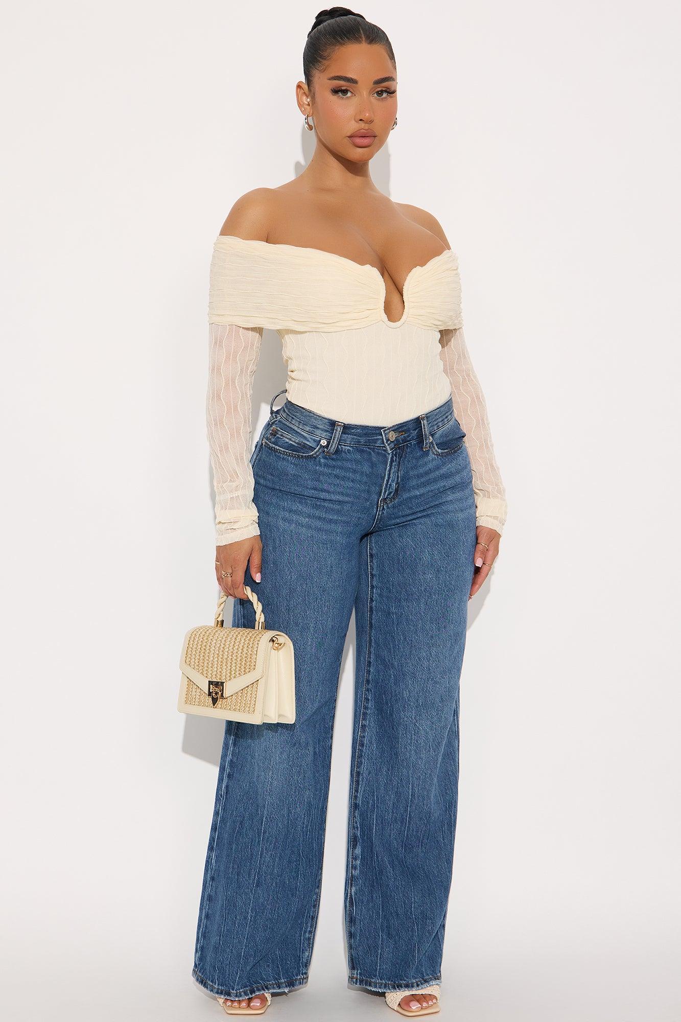 Olive Off Shoulder Bodysuit - Ivory Product Image