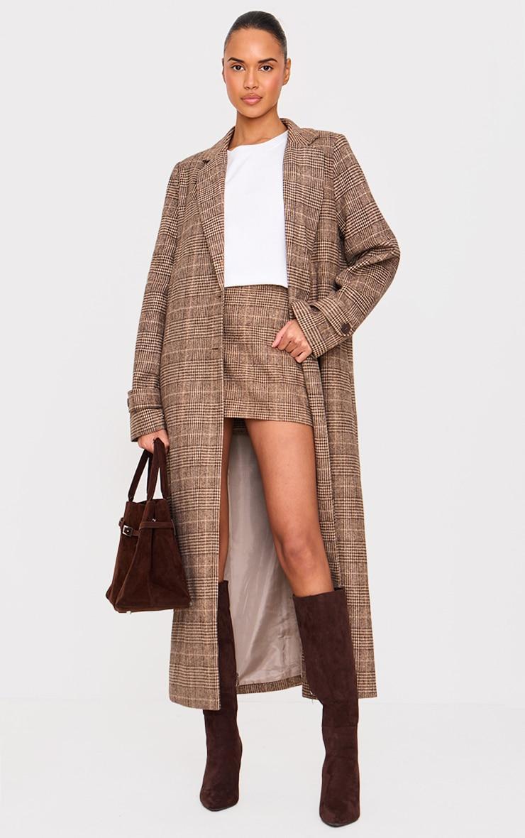  Brown Check Print Low Waist Micro Mini Skirt Product Image