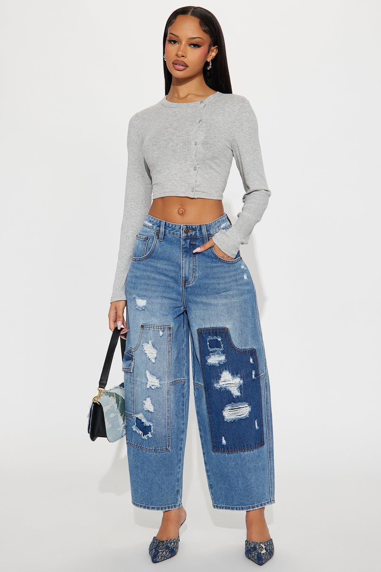 Jana Cropped Long Sleeve Top - Heather Grey Product Image