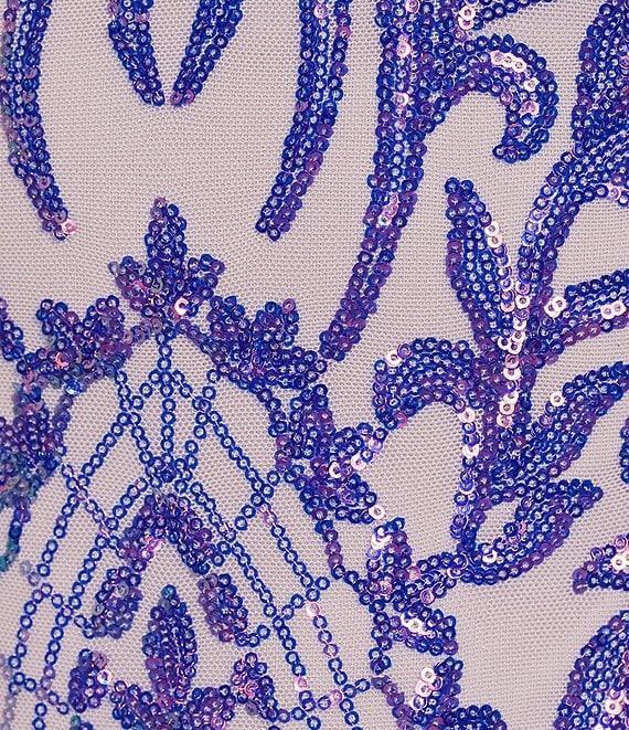 Midnight Doll Pattern Sequin Open Back Dress Product Image