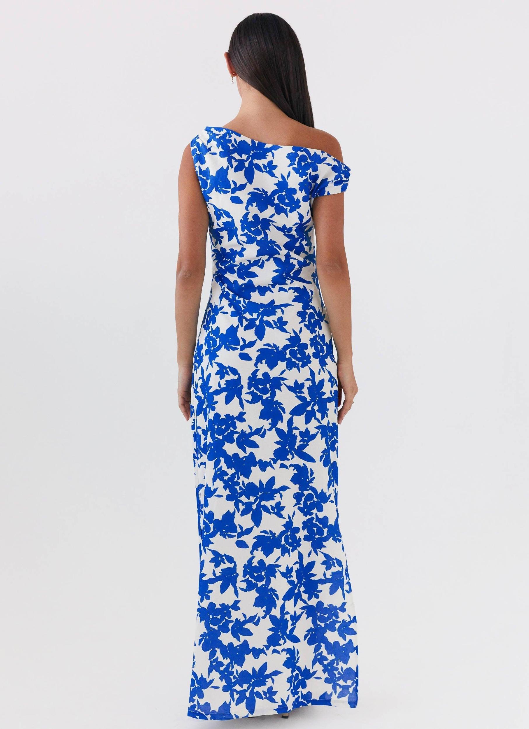 Pyper Off Shoulder Maxi Dress - Blue Floral Product Image