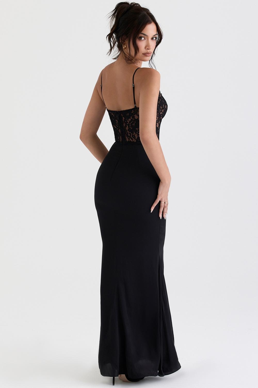 Cara Black Corset Maxi Dress Product Image