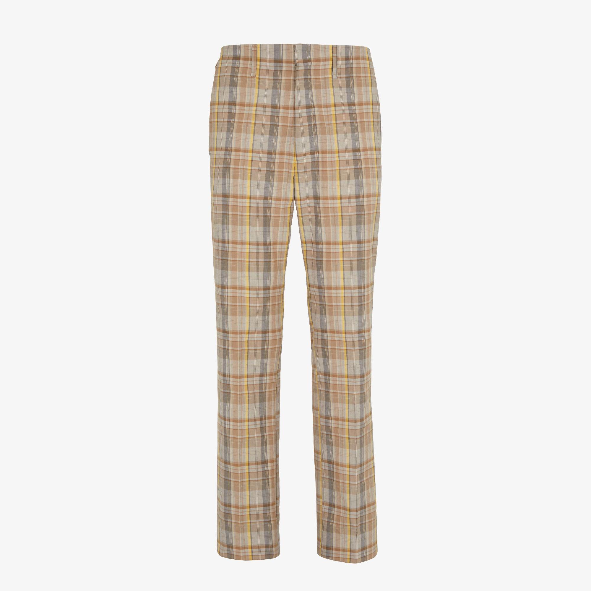 PantsBeige cotton check pants Product Image