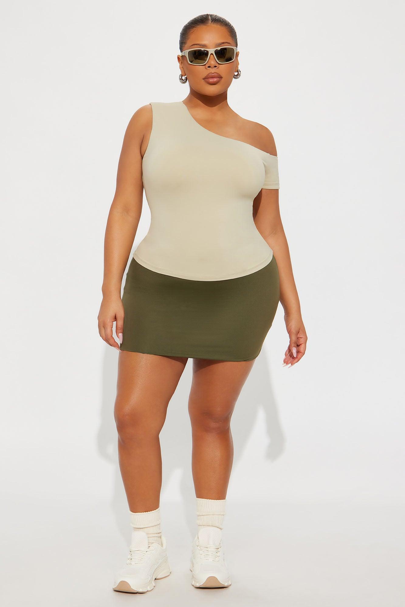 Second Skin Double Lined Off Shoulder Top - Stone Female Product Image
