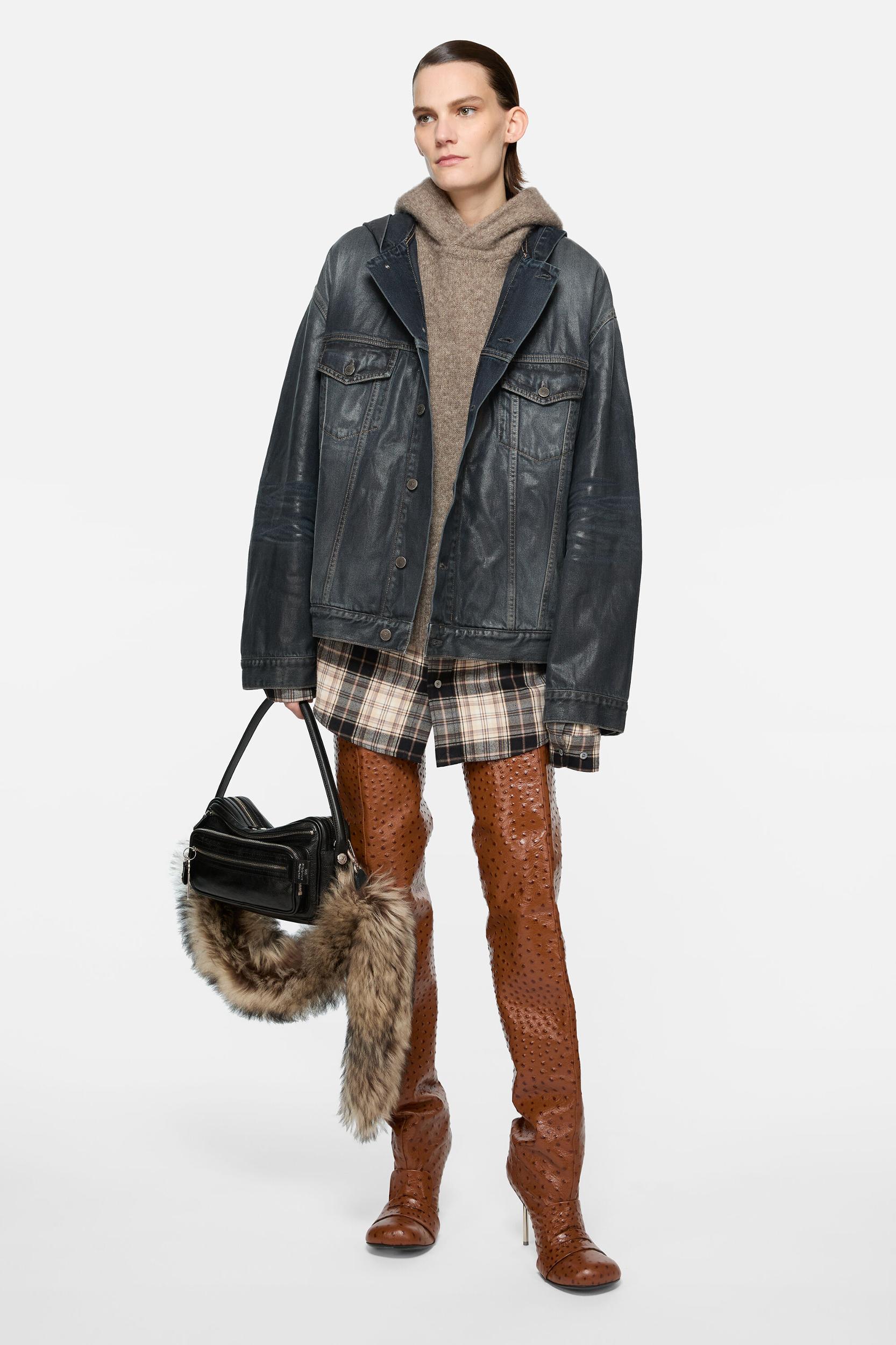 Denim jacket with hood Product Image