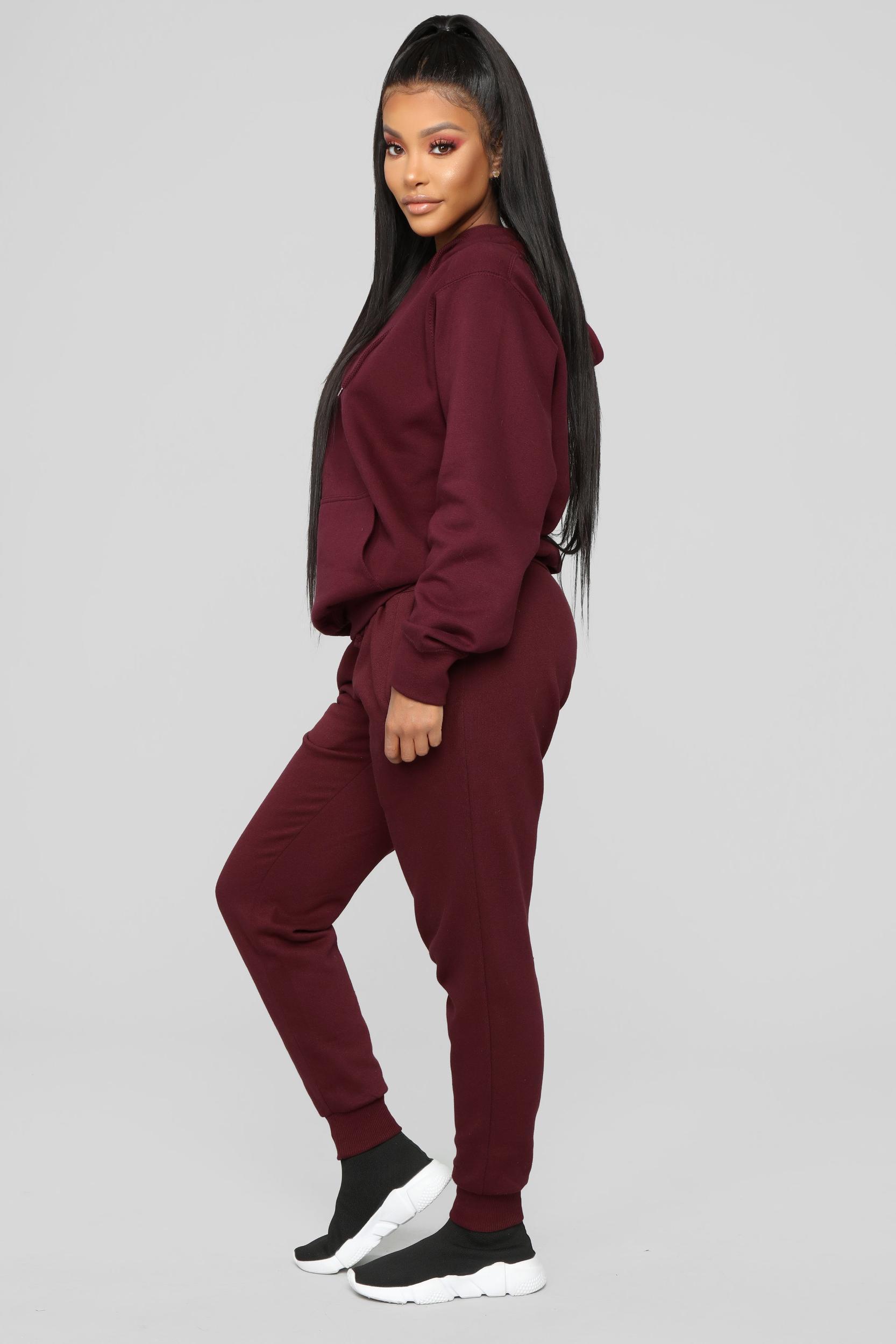 Stole Your Boyfriend's Oversized Jogger - Burgundy Product Image