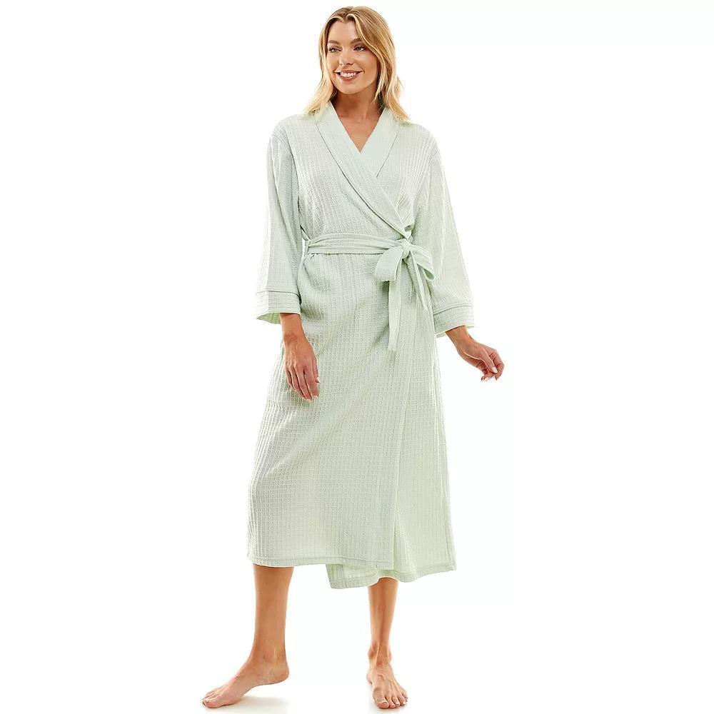 Women's Croft & Barrow® Waffle-Knit Kimono Robe, Size: Small, Green Frost Product Image