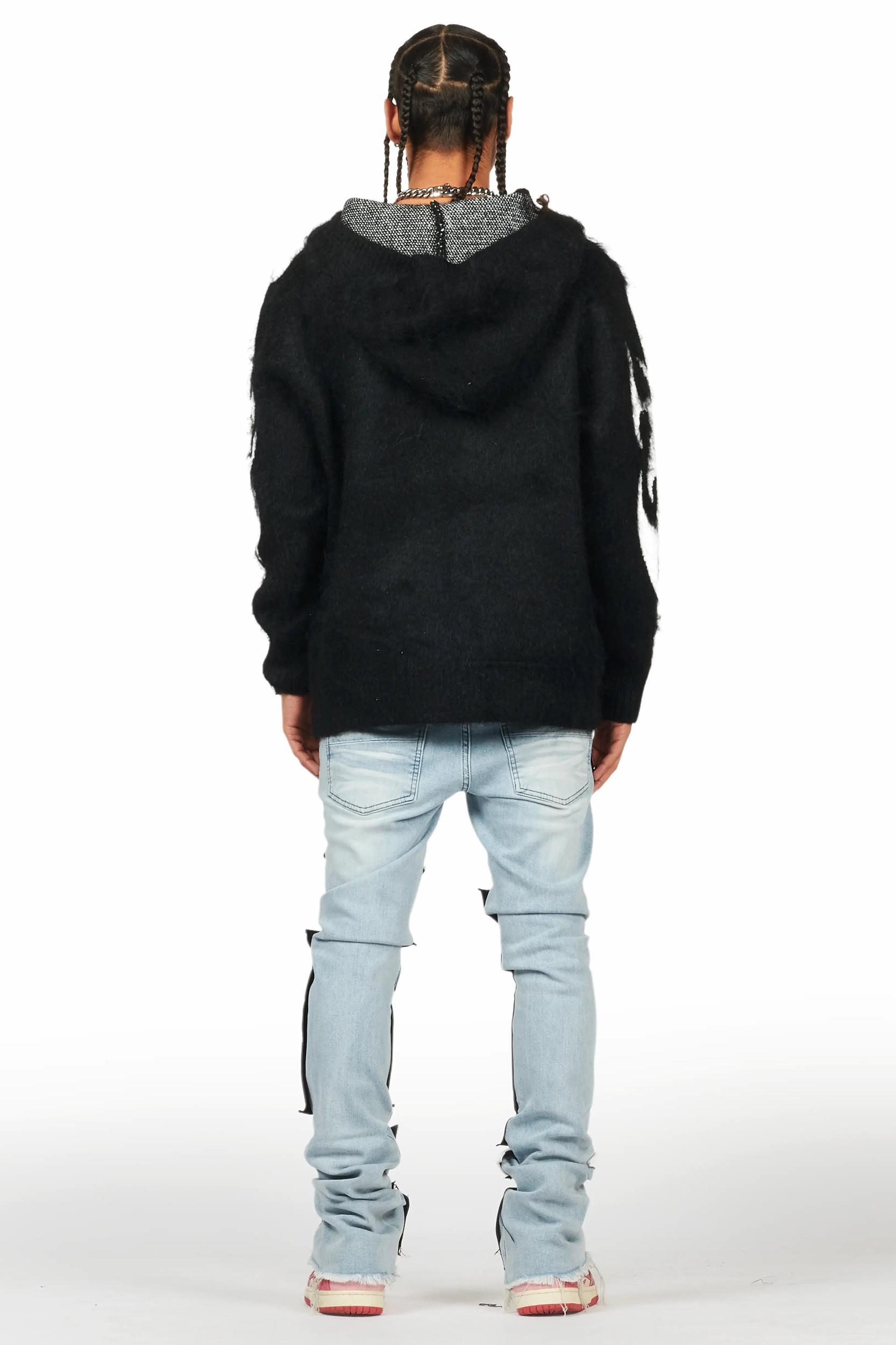 Edgar Blue Patchwork Stacked Flare Jean Male Product Image
