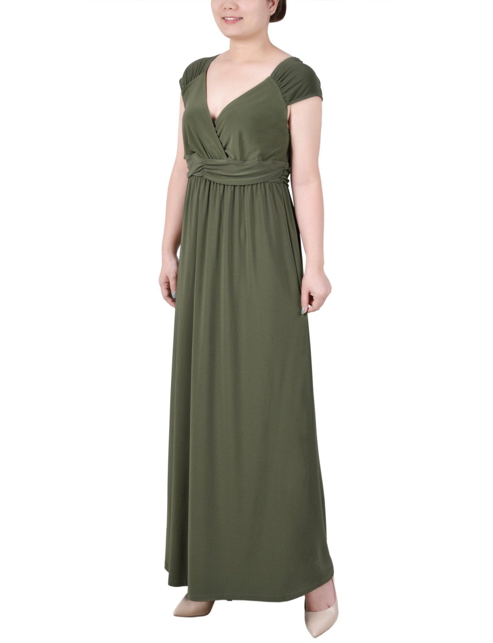 Ruched Empire-Waist Maxi Dress - Petite Product Image