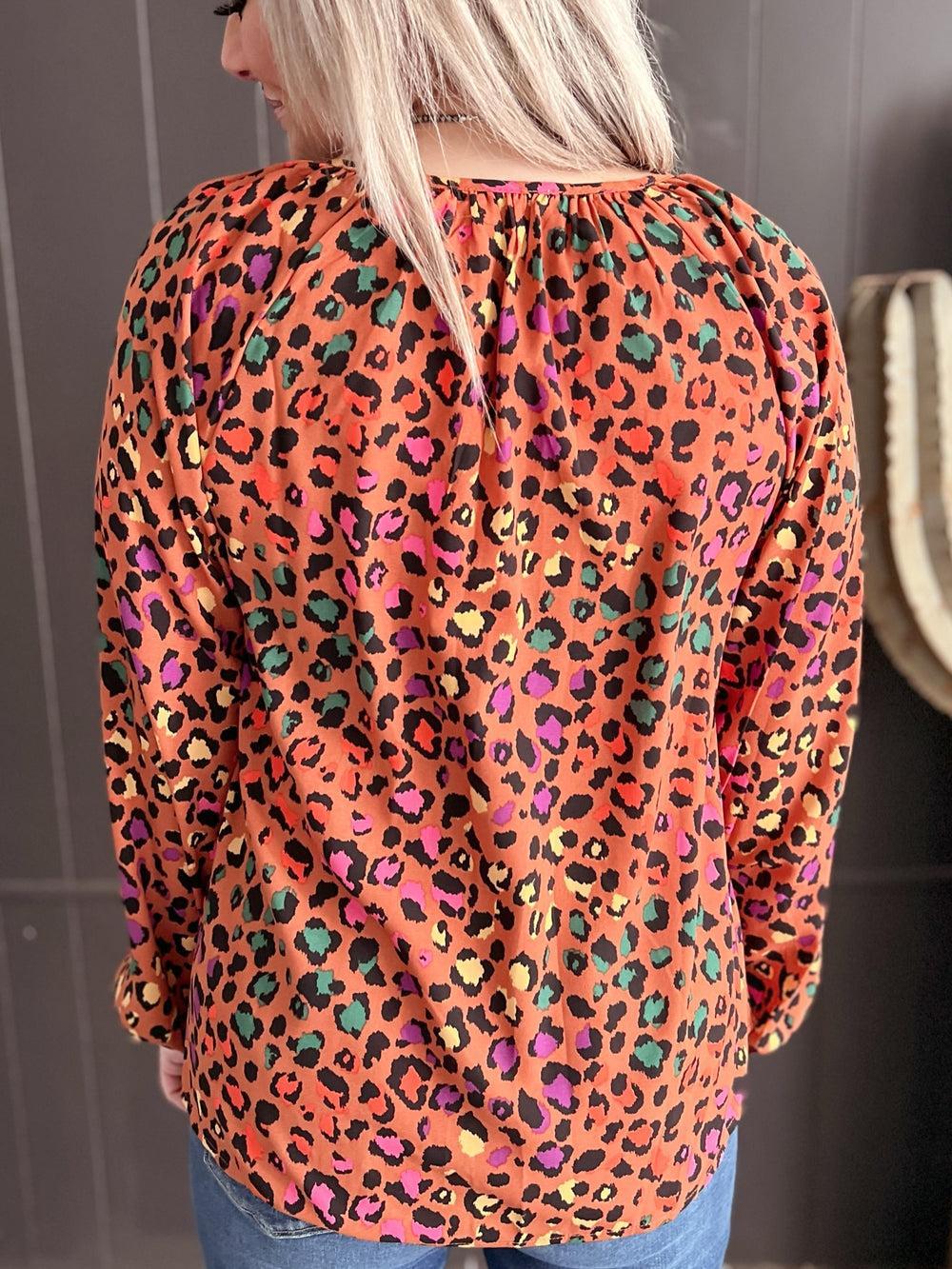 Rust Multicolored Leopard Top Product Image