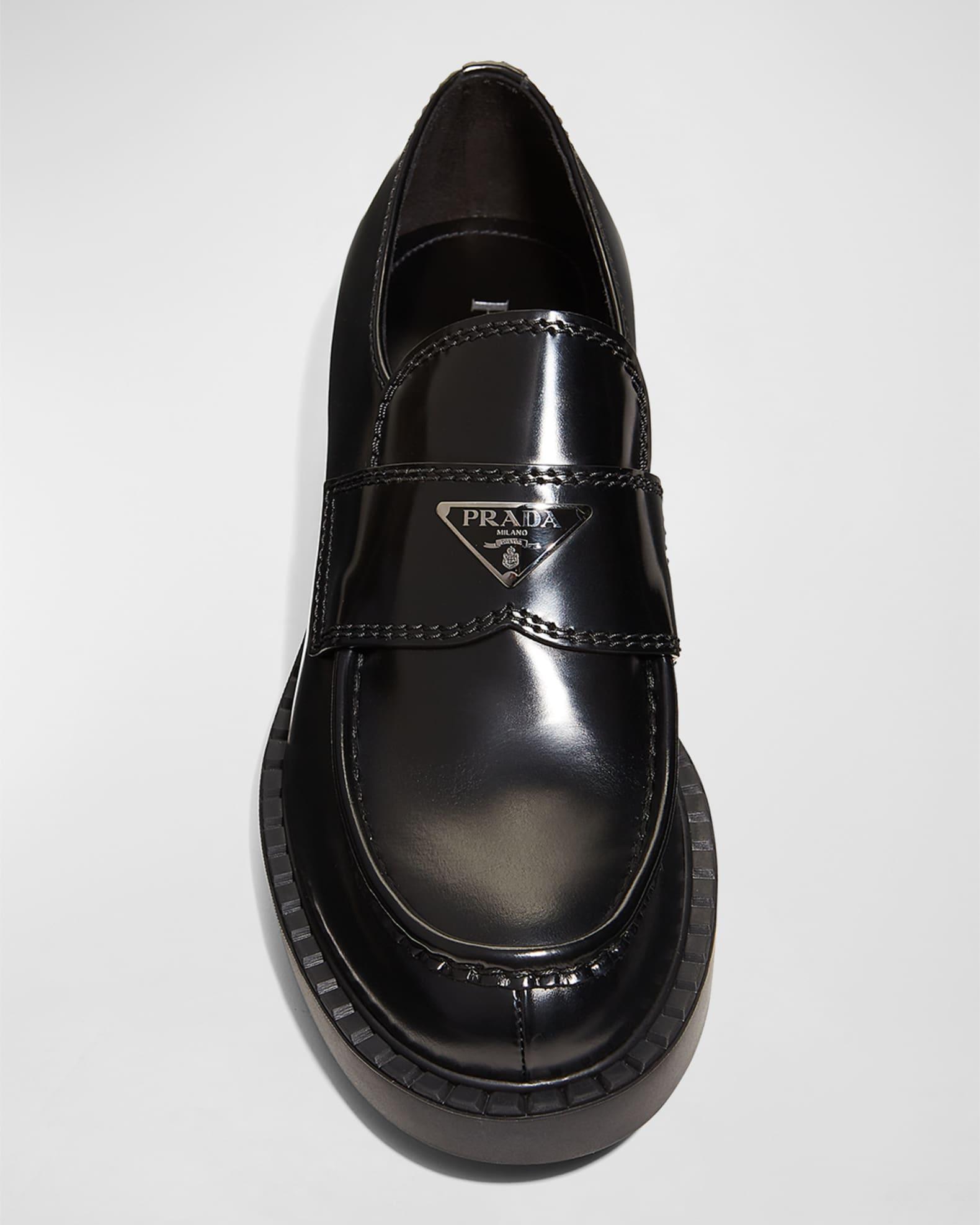Men's Triangle Logo Leather Loafers  Product Image