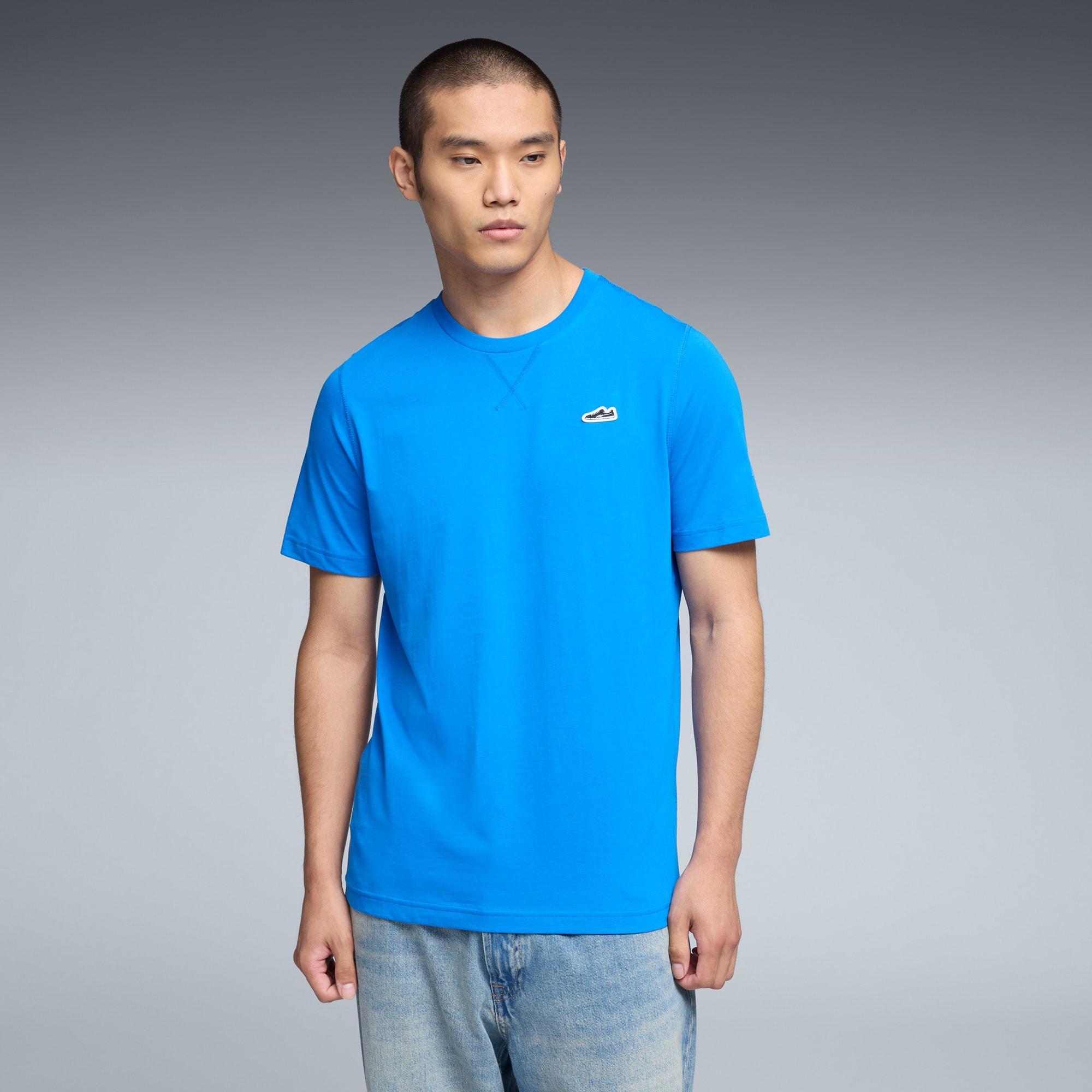 WARDROBE ESSENTIALS Suede Logo Men's Tee Product Image