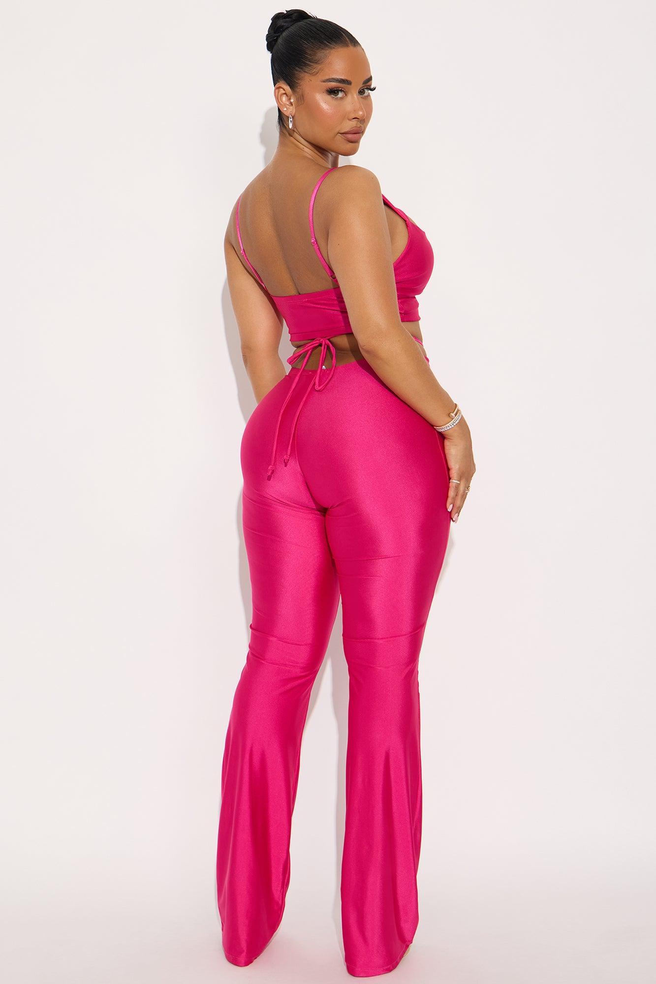 Cut To The Chase Cut Out Pant Set - Fuchsia Female Product Image