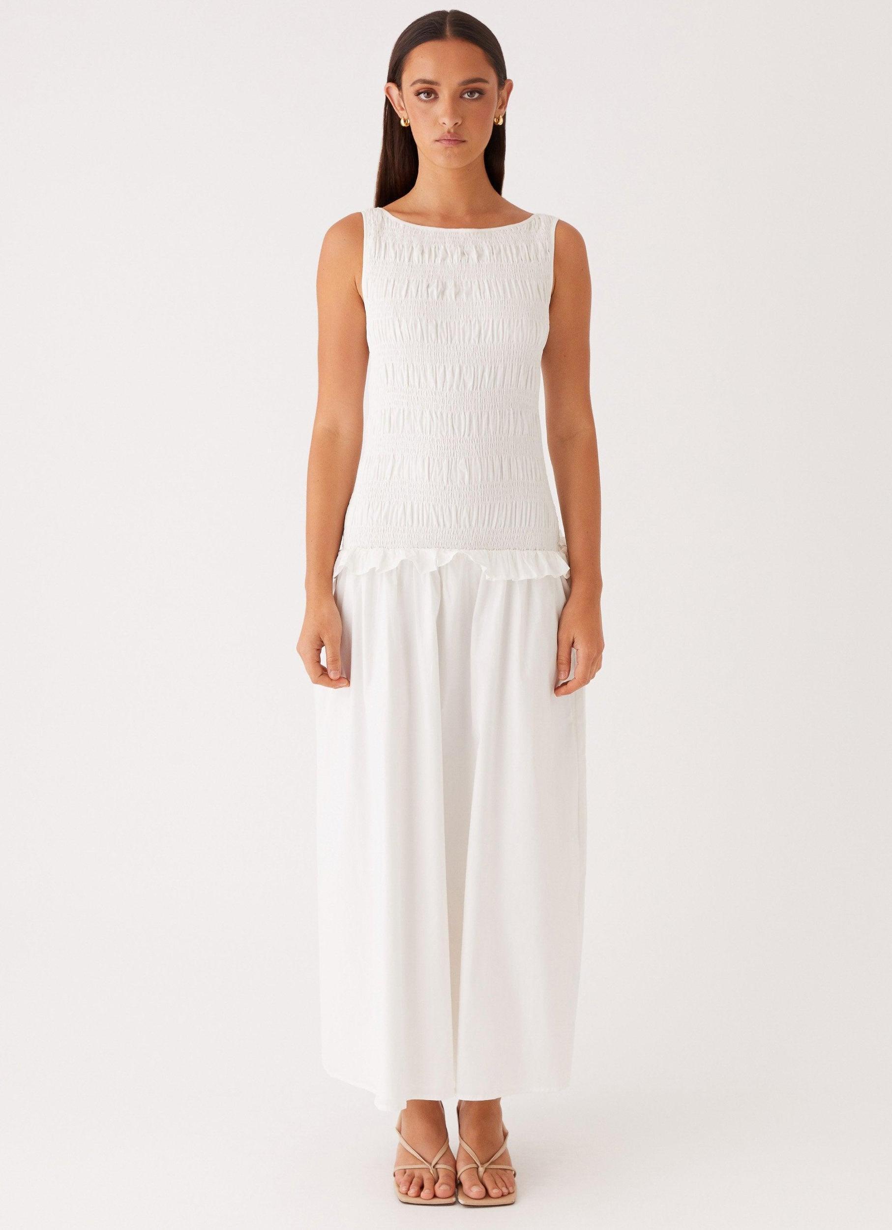 Vienna Anna Ruffle Maxi Dress - Ivory Product Image
