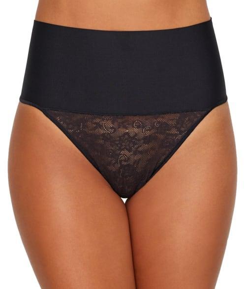 Maidenform Firm Control Shapewear Tame Your Tummy Lace Thong Panty 0049, Women's, Size: Medium, Nude Transparent Lace Product Image